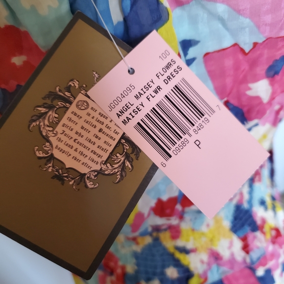 NEW Y2K Juicy Couture Angel Maisey Silk Cotton Floral Dress Women's Size Petite - Picture 10 of 12